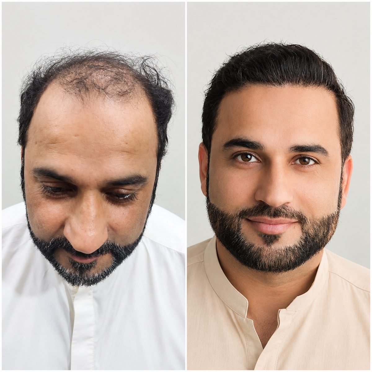 Hairline restoration before and after, Abdullah Clinics